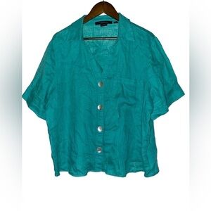 Marc‎ NY Andrew Marc Linen Men Short Sleeve Shirt XL Casual Beachy Relax Fit